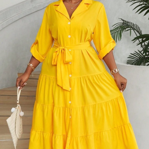 Yellow Button-Down Mini Dress - Picture 1 of 2